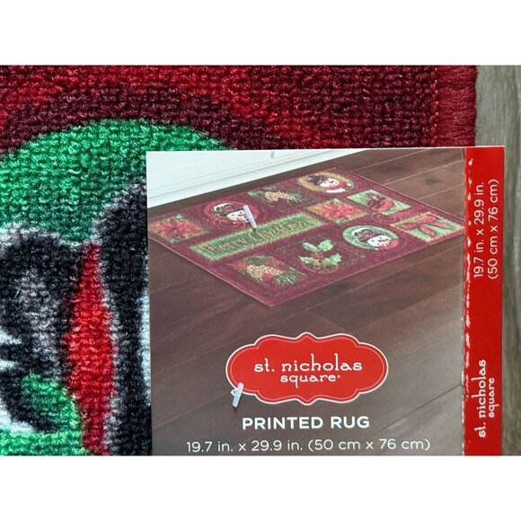 St. Nicholas Square Printed Merry Christmas Rug "Christmas Stamp" Holiday Decor - Picture 8 of 9